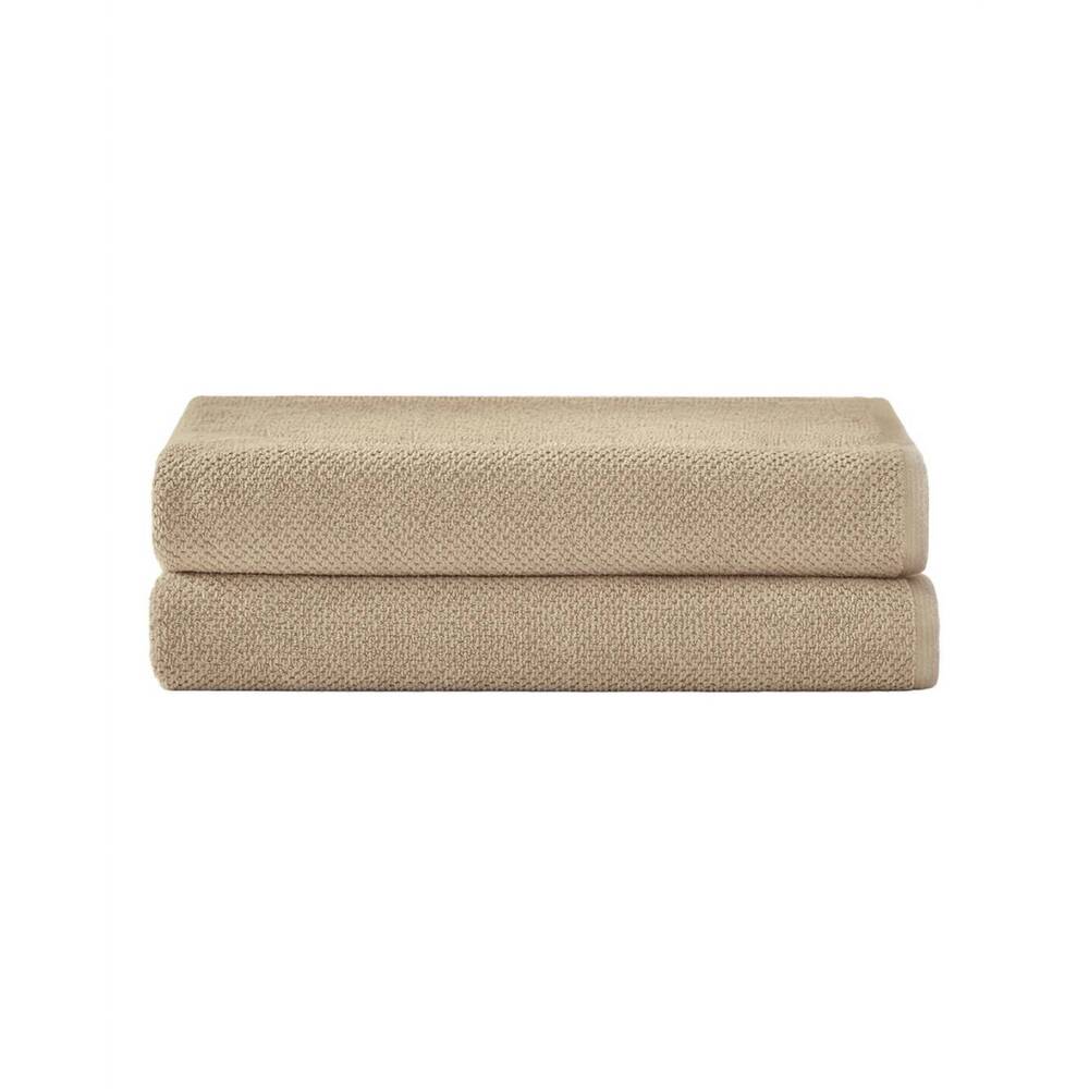 NEW UNDER THE CANOPY textured organic 2 piece bath sheet set in light taupe